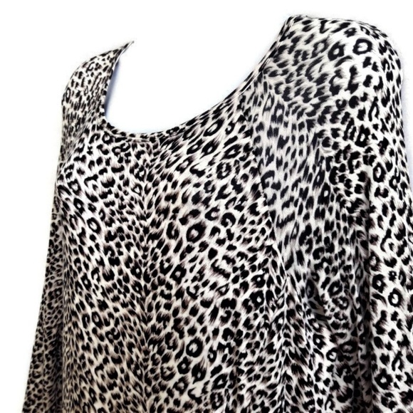 BCBGMaxAzria Dress Crista Fitted Animal Leopard Scoop Neck Sheer Long Sleeve L - Picture 4 of 8